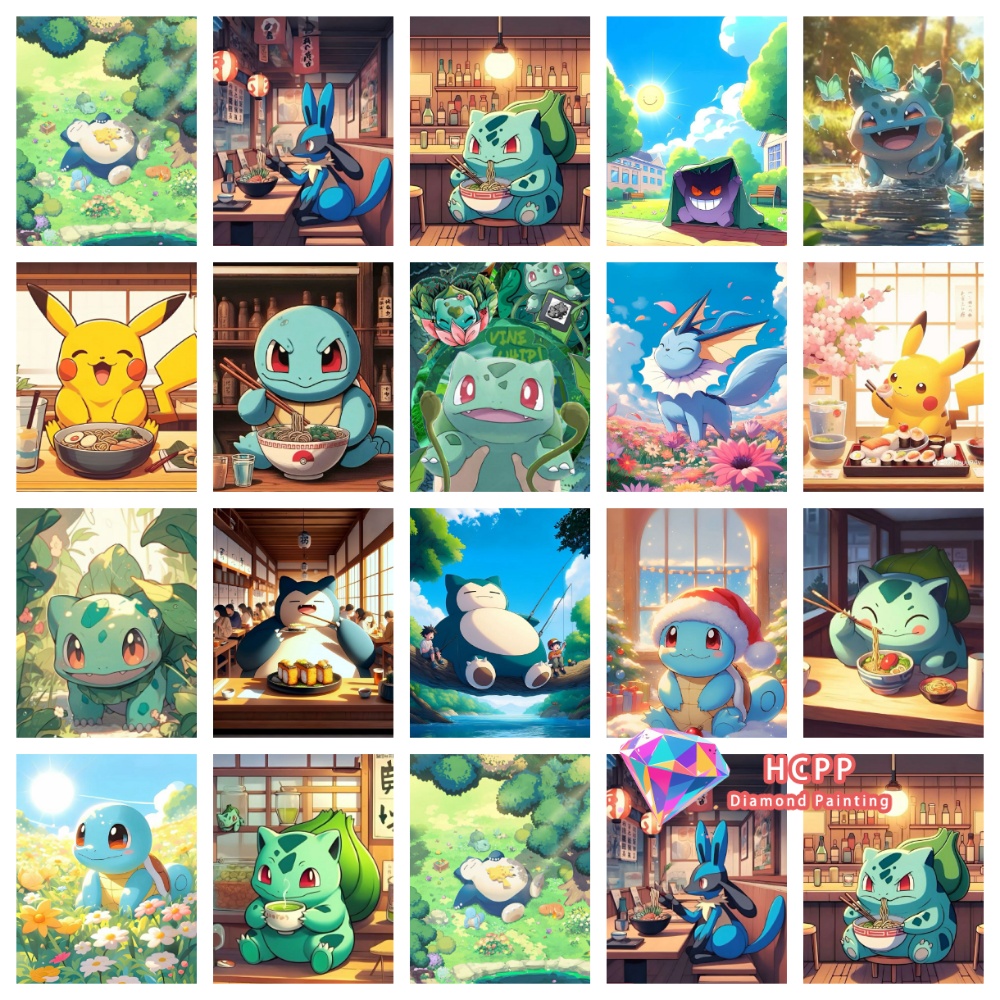 Resin Art Kits - Pikachu Bulbasaur Squirtle Anime Diamond Painting