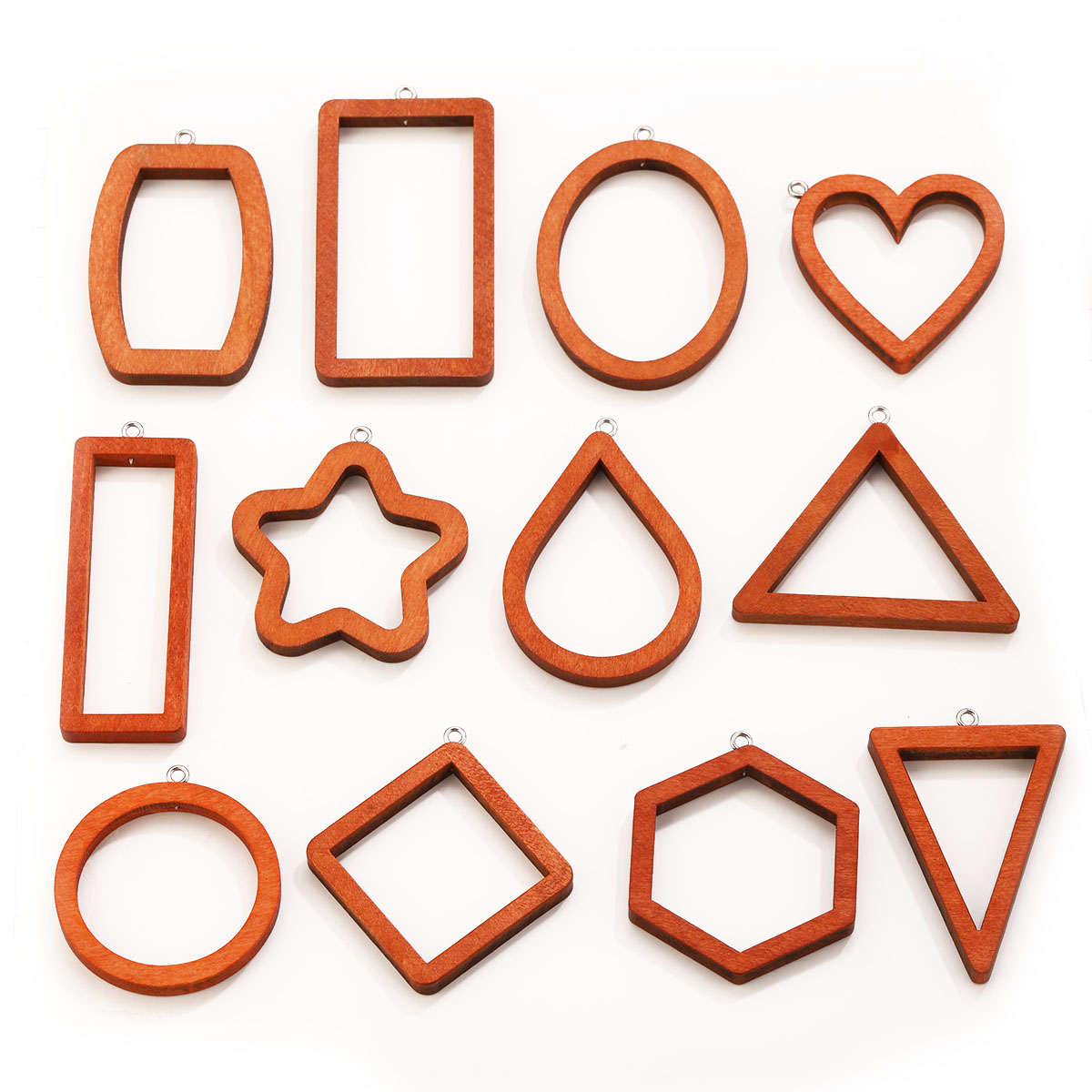 Resin Art Handmade - 10PCS Triangle Rectangle Wood Geometric Charms