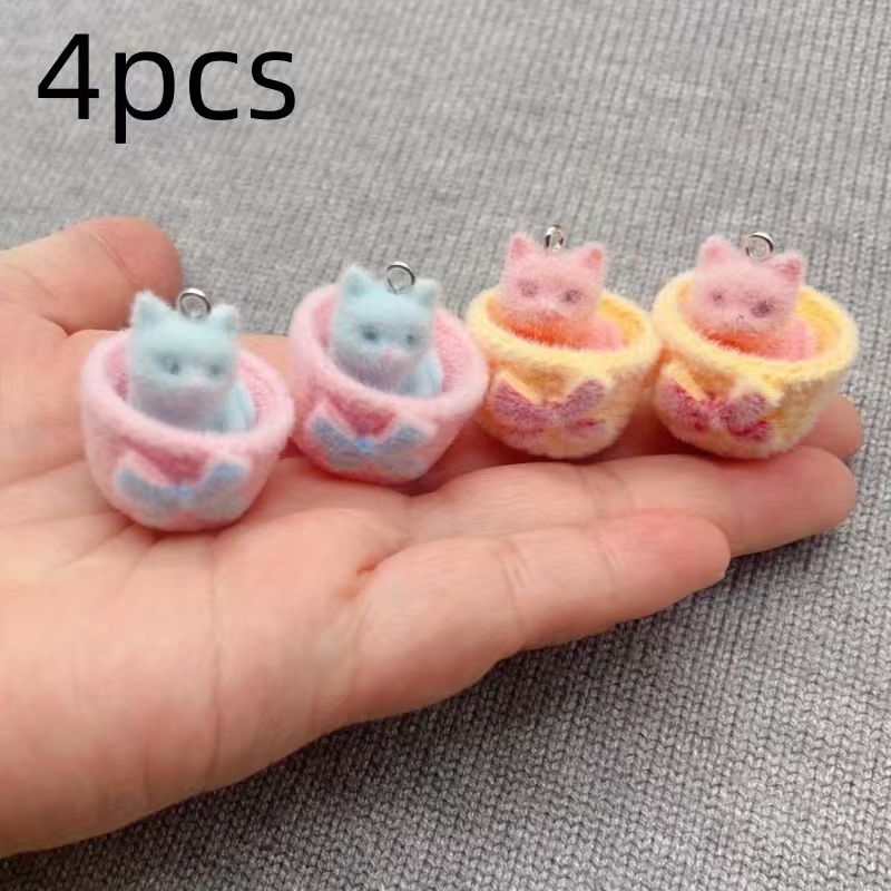 4pcs 3D plush resin cat pendan - Resin Art Handmade recension och pris