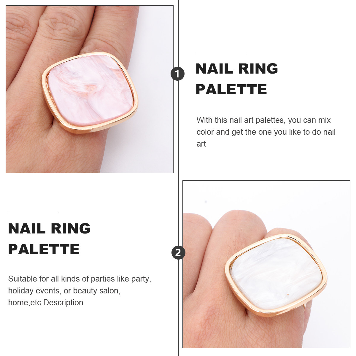 2Pcs Mini Nail Art Ring Palett - Resin Art Ring Design recension och pris