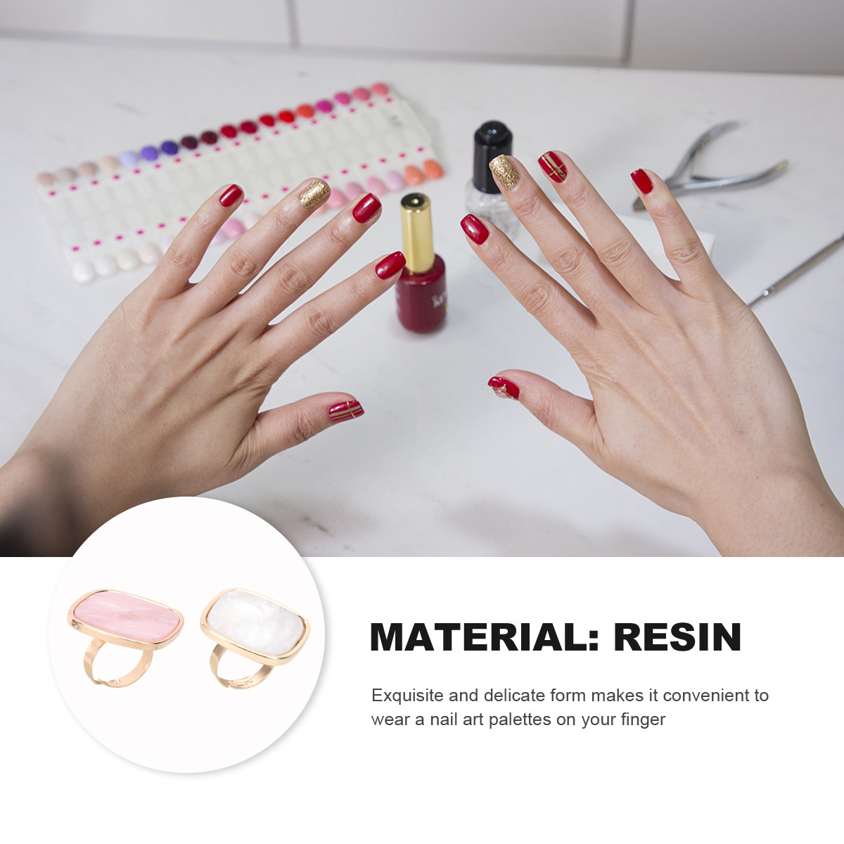 2Pcs Mini Nail Art Ring Palett - Resin Art Ring Design recension och pris