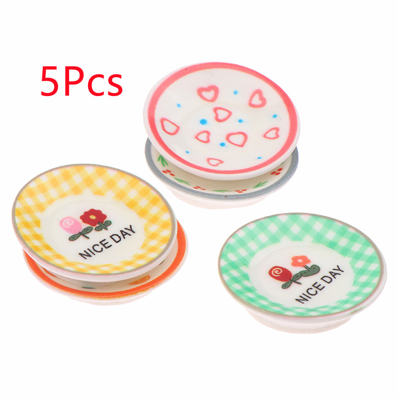 5Pcs 1/12 Dollhouse Mini Plate - Resin Art Toys recension och pris