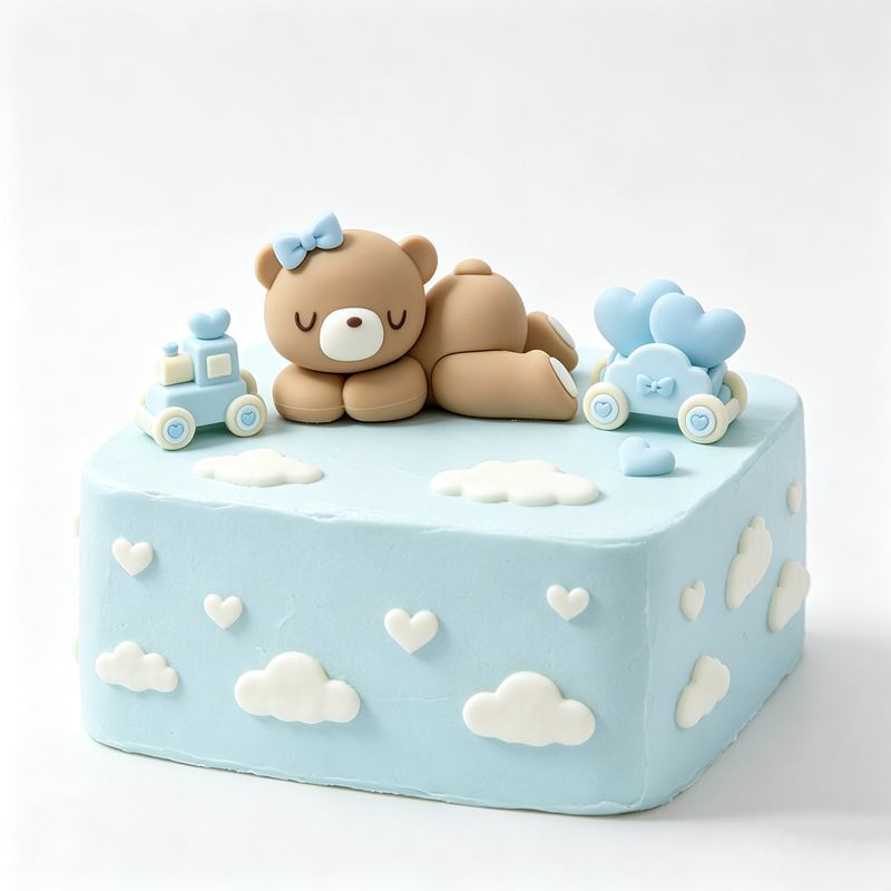 3D Pink Blue Bear Cake Topper  - Resin Art Baby recension och pris