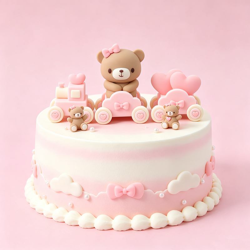 3D Pink Blue Bear Cake Topper  - Resin Art Baby recension och pris
