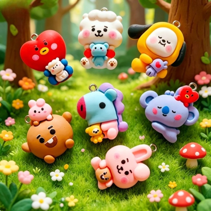 7pcs BT21 Resin Cartoon Charm  - Resin Art Products recension och pris